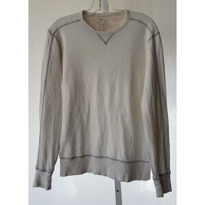 Gap Women White S Pullover Sweatshirt Thermal Knit Long Sleeve 100% Cotton